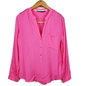 Zara hot pink button down shirt Medium
